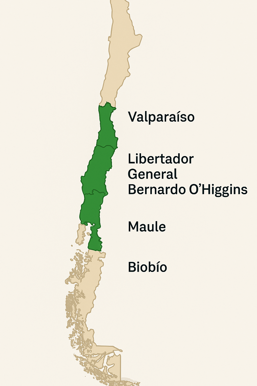 Mapa de zonas de cobertura en Chile