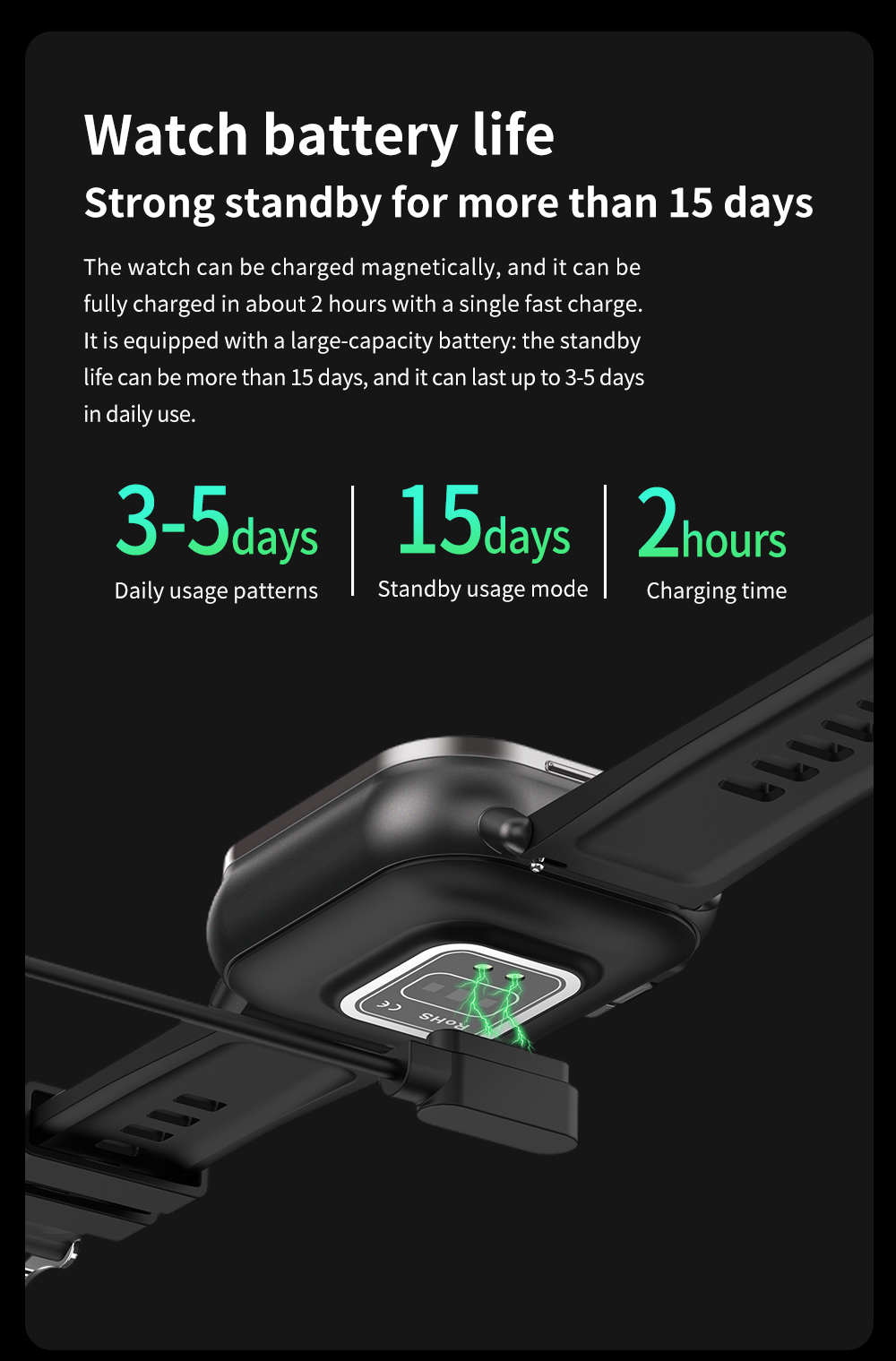 506 Smart Watch T01 earbuds battery life strong standby 15 days battery status display ui charging status 15 days standby 1 hour charging 4-5 hours work time
