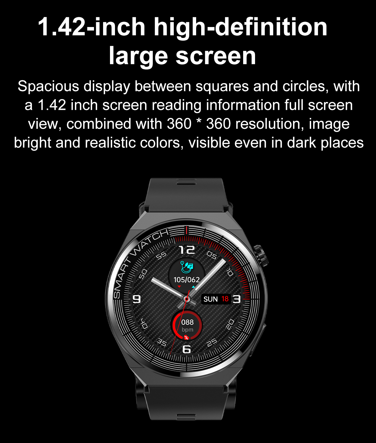 702 Smart Watch H42 multifunctional wellness monitoring 1.42-inch IPS HD large screen comprehensive applications smart message reminders professional sports algorithm rich life applications photography stopwatch music weather