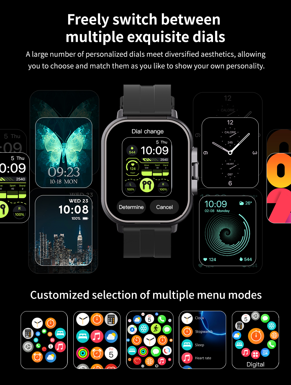 506 Smart Watch T01 freely switch multiple exquisite dials personalized dials diversified aesthetics customized selection multiple menu modes user interface design