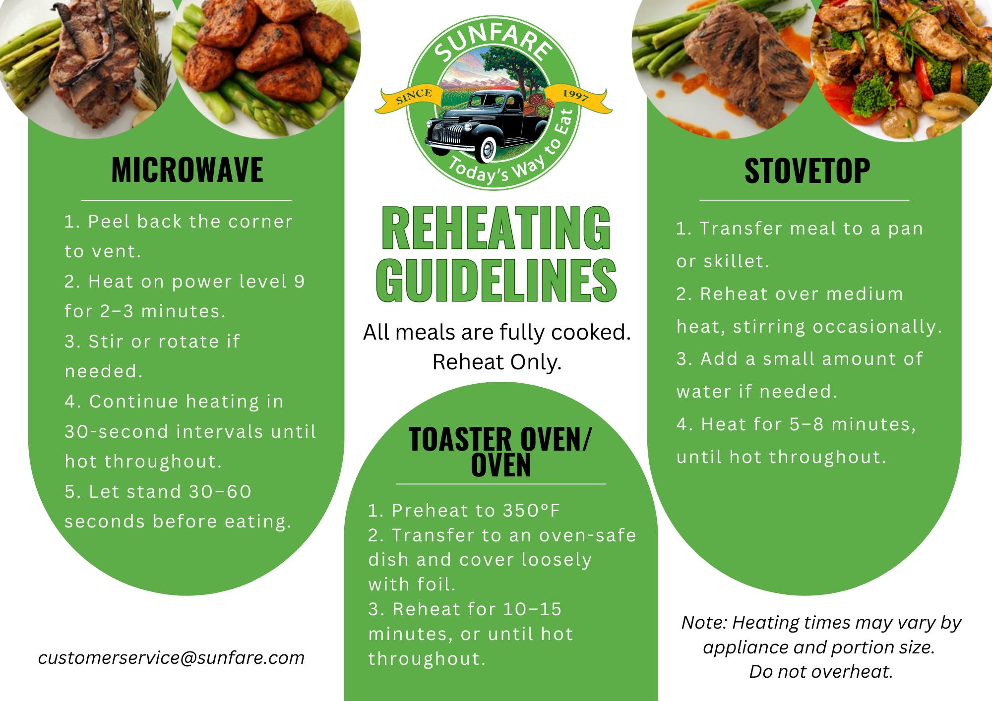 Sunfare Reheating Guidelines
